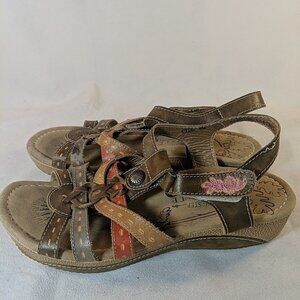 Spring Step L'Artiste Cloe Sandals 40 Leather Womens 8.5 9 Brown Tan Khaki Shoes